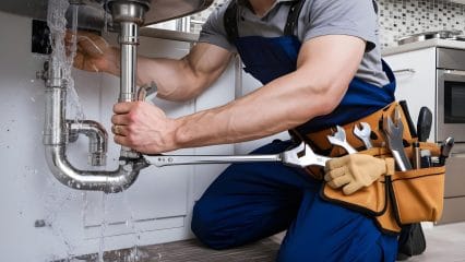 Technician using electronic equipment to detect a plumbing leak in Wildomar